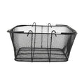 SSWBasics Black Metal Shopping Basket with Handles - 17”W x 12”D x 7”H - Durable and Sleek Grocery Basket for Grocery, Market, Retail, and Thrift Stores - Lightweight, Stackable Shopping Baskets for