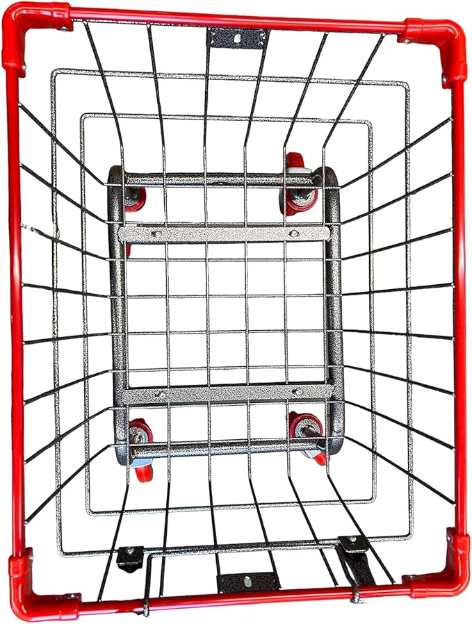 U HANDDLE Grocery & Laundry CART 1.5 Bushel (Gunpowder Metal) Red, Blue Trim (Red)