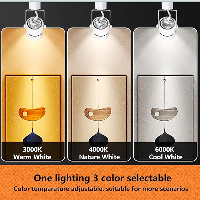 White 4PCS LED Track Lighting (No Rails) with Advanced Replaceable GU10 Bulbs, Switchable 3CCT(3000K/4000K/6000K) and Dimmable Brightness(20%-100%), Versatile Ceiling Spotlight Fixtures for Any Space