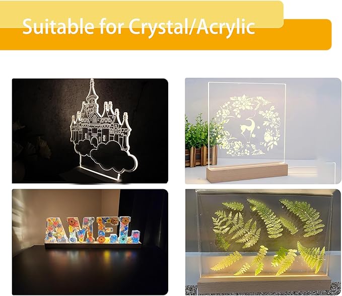 11.81 inch Rectangle Display Pedestal, Warm Color Rectangle Led Lights Display Base, Crystal Wooden Lighted Base Stand for Acrylic, Crystal, Night Light, Glass Resin Art