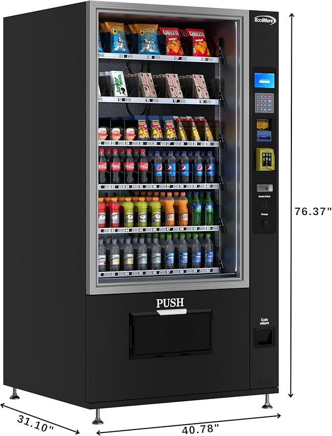 KoolMore Refrigerated Snack Vending Machine with 60 Slots, Bill Acceptor and Credit Card Reader in Black (KM-VMR-40-BR)