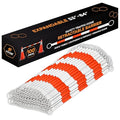 Retractable Barrier for Safety Traffic Cones - 2" OD - Large Yellow and Black Bar Barricade - for Road Construction, Parking, Warning, Temporary Security Divider (100, Orange & White, 53" x 84")