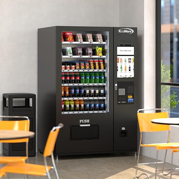 KoolMore Refrigerated Snack Vending Machine with 60 Slots and 22 Inch Touch Screen with CC Reader and Bill Acceptor in Black (KM-VMRT-50-BR)