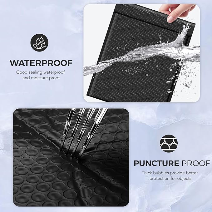 Metronic Large Bubble Mailers 12x15 Inch Black 25 Pack Waterproof Padded Envelopes Opaque Bubble Mailer Cushioning Bubble Envelopes for Shipping Clothes, Books,Jewelry Makeup Supplies