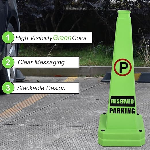 OrangeStar 6-Pack 28" Reserved Parking Cones, Large 4-Sided Message Safety Traffic Cones with Heavy Rubber Base for Indoor Outdoor Use, Parking Lot Control, Driveway Barriers
