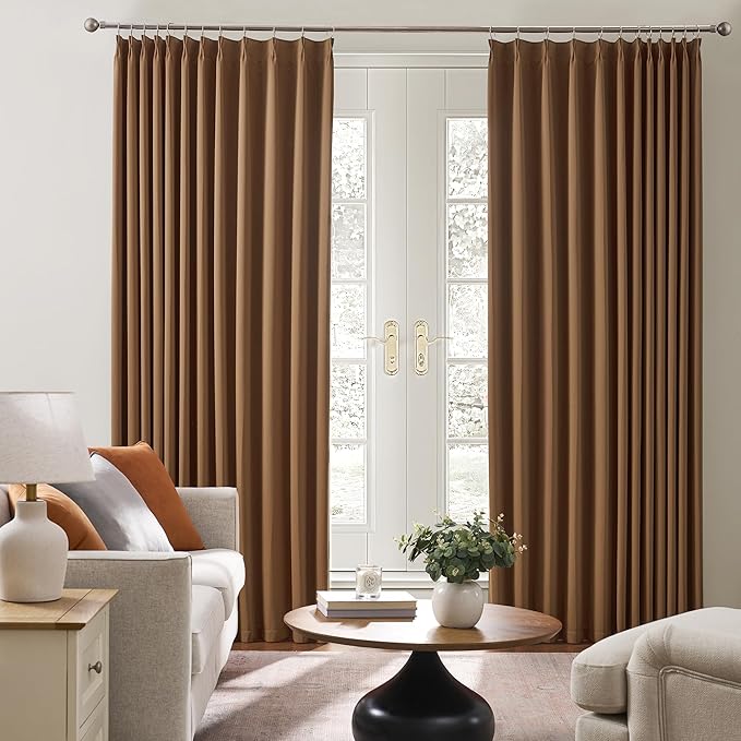 Cappuccino Brown Curtains 40x108 Inches Long 2 Panels Set, Pinch Pleated Thermal Insulated Blackout Room Darkening Curtain for Living Room,Window Draperies with Hooks