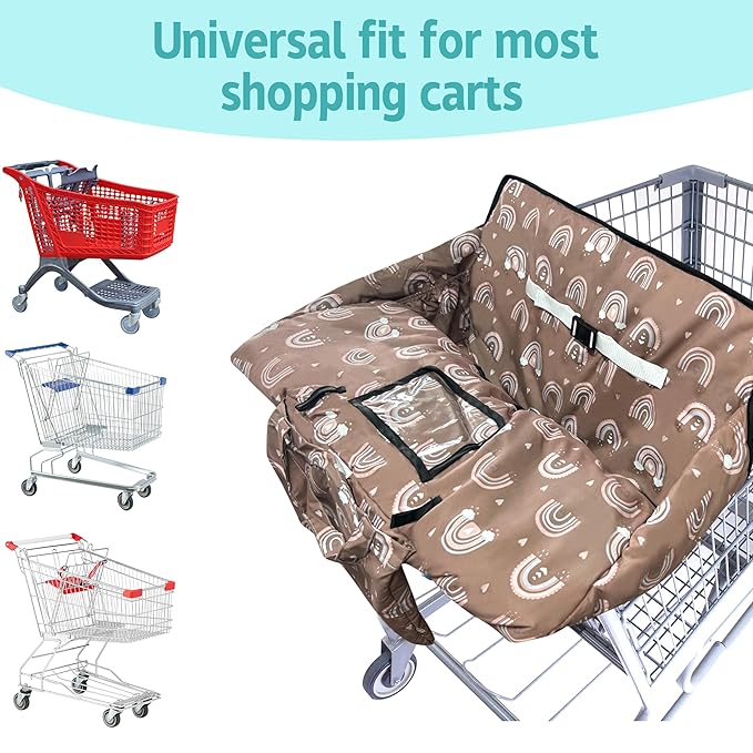 Shopping Cart Cover for Baby,2-in-1 High Chair Cover with Portable Cloth Bag,Cart Seat Pad for Babies Grocery Cushion Cover Restaurant,Suitable for All Supermarkets