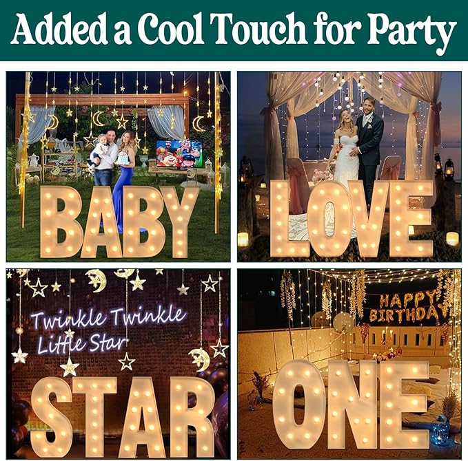 Marquee Letters 3 Feet Tall, 3FT Large Light up Letters N, Big Sign N with Warm White Light for Birthday Wedding Proposal Engagement Graduation Party Backdrop Decorations
