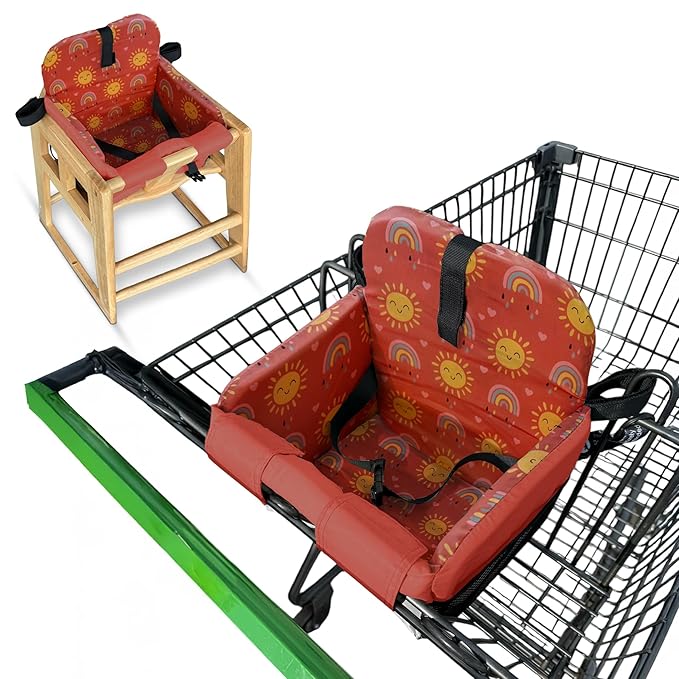 Shopping Cart Cover for Baby, High Chair Cover, Grocery Cart Cover, Cart Seat Cover for Baby, Shopping Cart Seat (Sun Rainbows)