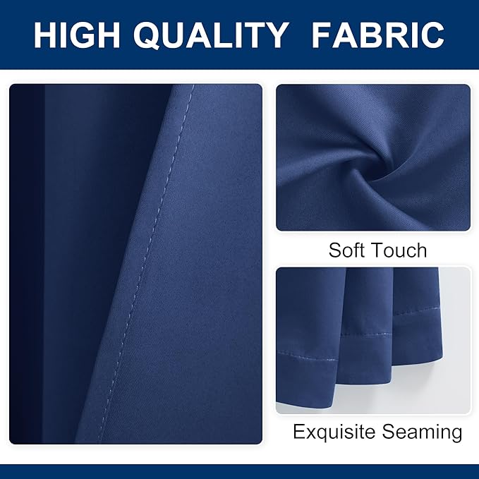 Hiasan Privacy Room Divider Patio Sliding Door Curtain Extra Wide Blackout Thermal Insulated Curtains with Back Tab & Rod Pocket for Bedroom Partition Living Room (120 x 108 Inches, Navy)