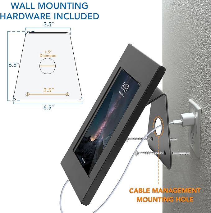 Mount-It! Anti-Theft Tablet Kiosk, Locking Tablet Enclosure with Counter Top and Wall Mount Base, Universal Enclosure for iPads Gen 7, 8, 9 and 10, iPad Pro, iPad Air, Black
