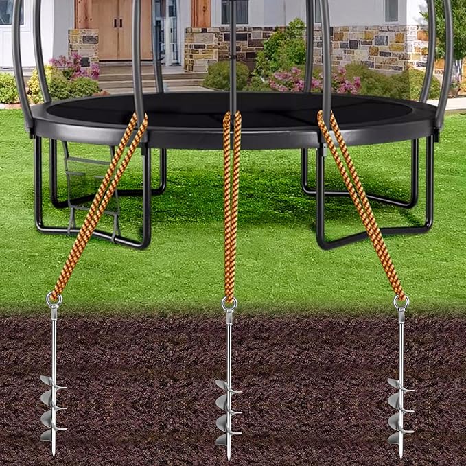 30 inch Ground Anchor Heavy Duty Earth Anchors Set Screw in for Mobile Home, Swing, Tent Trampoline Anchors Wind Resistant Tree Stakes and Supports with Drill Socket, 4 Pack