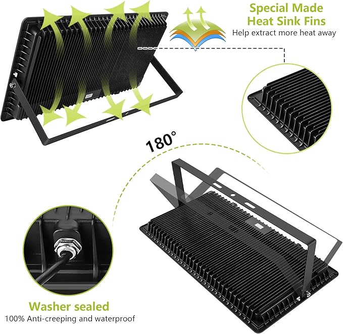 1000W LED Flood Lights,4200 watt Equivalent 98000LM Super Bright Outdoor LED Arena Lights 85-265V IP66 Waterproof 6000K Daylight Commercial Lighting for Stadium, Backyard, Parking Lots etc