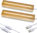 ZEERSHEE 2 Pcs 9.4 Inch Wooden Rectangle LED Light Display Pedestal for Acrylic and Plexiglass Crystal Glass Resin Night LED Light Lamp Base with USB Switch(Warm Light)