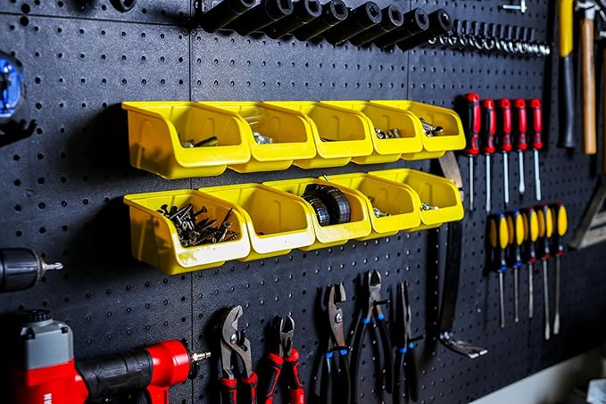 WallPeg Peg Board Bin Kit - Kit PB-4 - Pegboard Accessories for Garage Storage & Tool Organizer - Workbench Bins Pegboard Accessories
