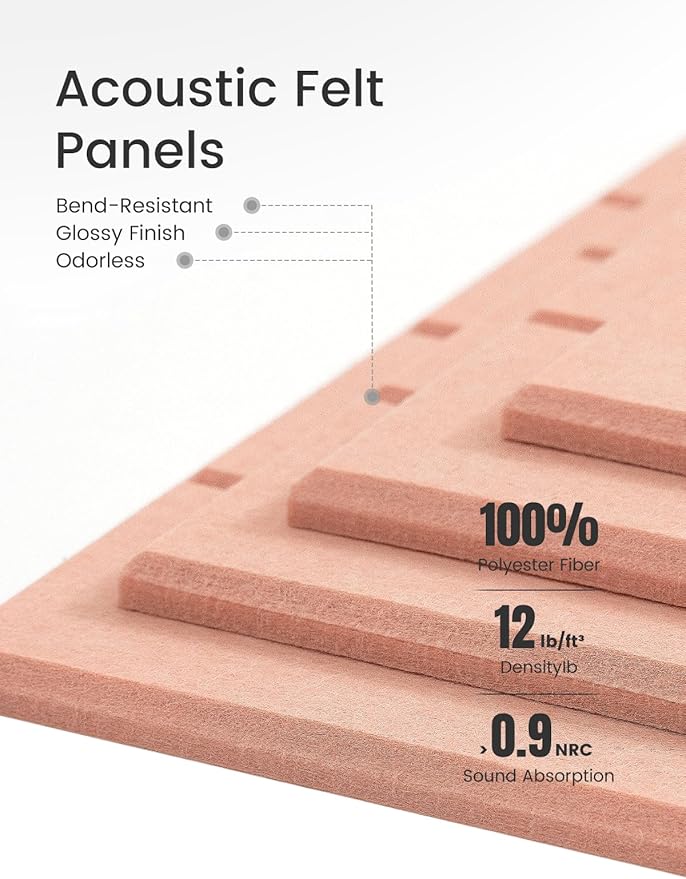 Felt Bulletin Board Tiles Large 48" x 36" Cork Board Alternative-12 Pack with 70 Adhesive Tabs, Thick Slat Wall Panels for Office Decor, Push Pin Board Wall Organizer Alternative -Pink