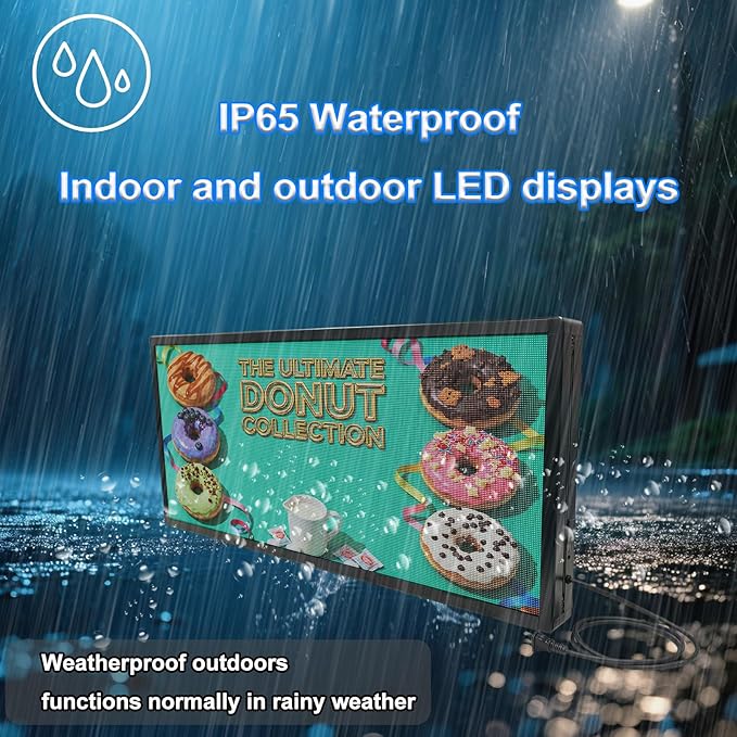 Programmable LED Sign for Business,P3 Outdoor Digital Electronic Message Board with WiFi Control, Scrolling Display Screen for Store Advertising, 40"x17"