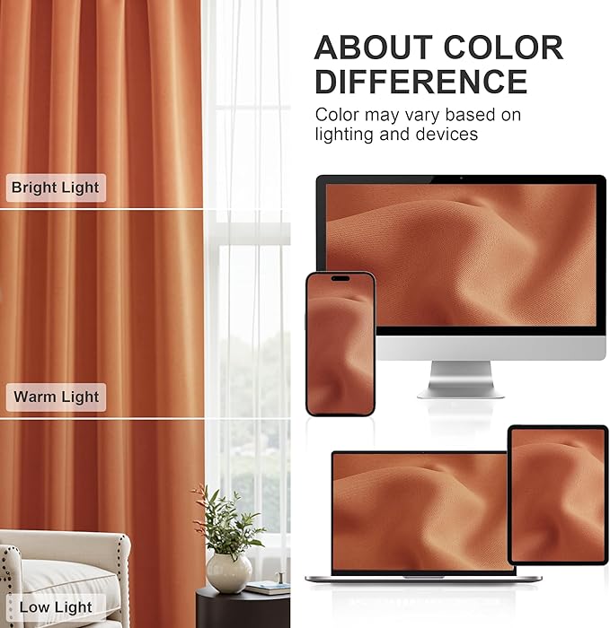 PONY DANCE Burnt Orange RV Curtains 24 inch Length, Short Curtains for Small Window 2 Panels Set, Thermal Insulated Blackout Capmer Drapes for Privacy Protect, W 29 x L 24 inches