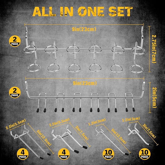 ELEAD 297 Piece Pegboard Hooks Kit, Peg Board Organizer Accessories with Bins for Organizing Various Tools, Fit 1/8 or 1/4 inch Pegboard for Hanging Storage, Garage Kitchen Bathroom Craft Room