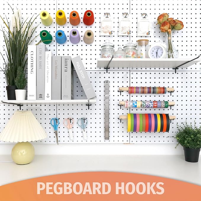 HUHOLE Black Pegboard Hooks 12 Inch, 25PC, Heavy Duty Peg Board Hooks, Fit 1/4" Peg Board