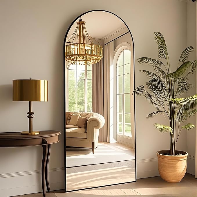 58"x19"Floor Mirror Full Length,Arched Full Length Mirror with Stand,Full Body Mirror,Hanging or Large Leaning for Bedroom Living Room Black