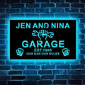 Custom Garage LED Sign, 12.0 inches × 7.0 inches, Wood, Art Deco, Personalized Garage Neon Light, Wall Mount, Neon Light, Property Decorative Signage