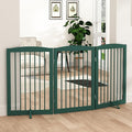 Freestanding Pet Gate for Dogs, Foldable Wooden Dog Gate for House Indoor, Step Over Pet Puppy Safety Fence for Stair, Doorway,Hall, Support Feet Included,3 Panels 32",Green