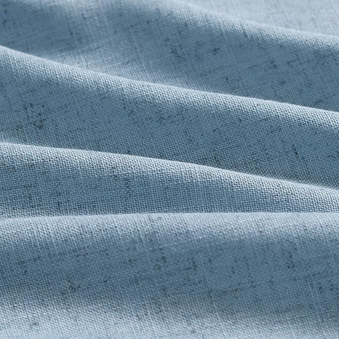 Nanspring Blue Linen Blend Semi Sheer Light Filtering Curtains 86 Inches Long 2 Panel Set Pocket Back Tab Privacy Home Decor Curtain Drapes for Bedroom Living Room 52x86