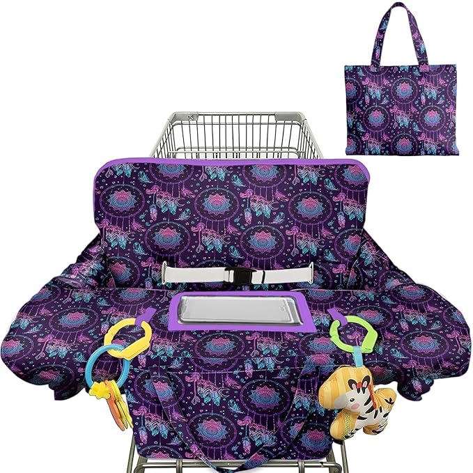 Shopping Cart Cover for Baby 2-in-1 High Chair Cover with Safety Harness Multifunctional Indian Pattern Cart Covers for Babies Soft Padded Grocery Cart Cover for Baby Boy Girl