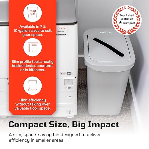 City Box 7 Gallon Triple Bin Trash Can and Recycling Bin with Lid for Residential, Business, and Commercial Recycling - NYC Compliant (Triple Recycle Organics Waste)