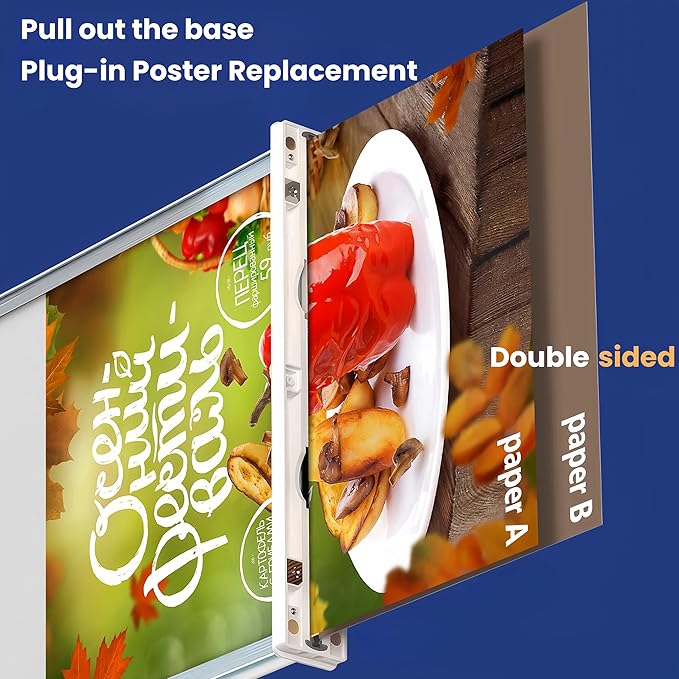 A4 Size Tabletop LED Sign Holder, Brightness Adjustable Desktop Advertising Light Box, Charged via USB, Durable Light up Menu Holder for Restaurants, Bars, Hotels, Stores, Offices, Wedding