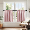 PONY DANCE Blush Pink Cafe Curtains 24 inch Length,Thermal Insulated Small Window Curtains for RV Camper, Privacy Basement Short Drapes, Peach Blush, W 29 x L 24 inches, 2 Panels Set