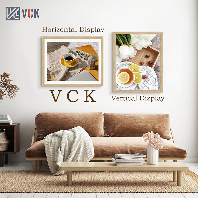 VCK 24x30 Oak Wood Frame for Poster & Picture, Natural Solid Wood Photo Frames 5 Pack, Wall Mounting Hanging