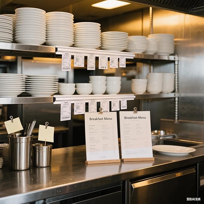 36 Inch Aluminum Ticket Holder Rail with 2 Receipt Stabbers for Restaurant, Kitchen, Bar