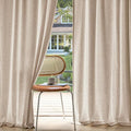 MIULEE Non-See-Through Privacy Linen Curtains 2 Panels, Light Filtering Window Curtains Farnhouse Textured Back Tab Semi Sheer Drapes for Bedroom Living Room, 52 x 63 Inches Long, Beige