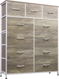 WLIVE Storage Organizer Unit with 11 Fabric Bins, Storage Drawers Organizer with Steel Frame, Tall Storage Tower Organizaton for Living Room, Hallway, Office, Greige
