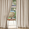 MIULEE Non-See-Through Privacy Linen Curtains 2 Panels, Light Filtering Window Curtains Farnhouse Textured Back Tab Semi Sheer Drapes for Bedroom Living Room, 52 x 108 Inches Long, Taupe
