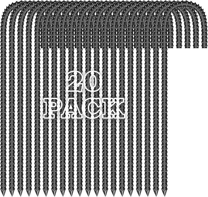20 Pieces 12-Inch Metal Garden Ground Stakes Galvanized Steel J Shape Hook Rebar Stakes, Heavy Duty Tent Stake Chain Link Fence Stake for Outdoor Lawn Decorations, Black