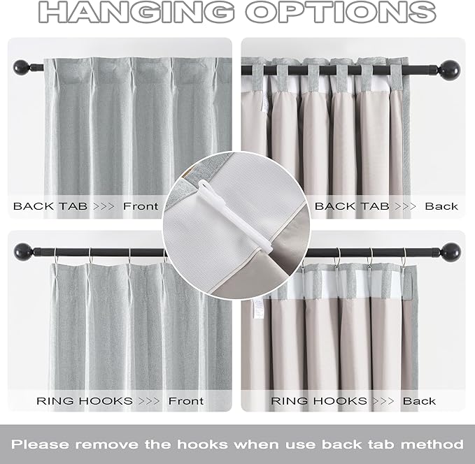 Light Grey Pinch Pleated Blackout Curtains 90 Inch Long, Accordion Style Thermal Insulated Drapes with Hooks, Back Tab Ceiling Traverse Curtains for Living Room,40x90, 2 Panels