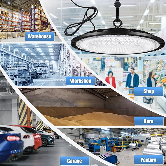 6 Pack 240W UFO Led High Bay Light Fixture,120VAC,40000LM,5000K Daylight Commercial Shop Bay Lighting,[1050W MH/HPS Equiv.] US Plug Area Lighting for Warehouse/Barn/Gym/Factory/Workshop