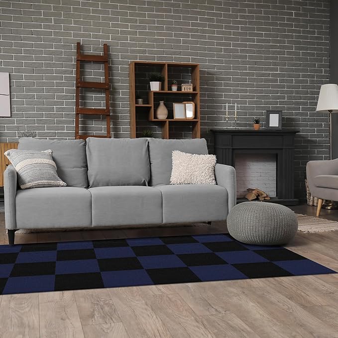 20Pcs Carpet Tiles Peel and Stick, Self Adhesive Carpet Floor Tile 12” x 12”, Black Soft Padded Flooring Sticker, Home Decor for Bedroom Living Room Office, 20 sq ft per Box