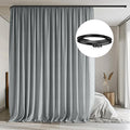 Room Divider Curtains with Flexible Ceiling Tracks Set,Blackout Curtain Ceiling Mount Curtain Track Privacy Room Dividers Ceiling Track Curtain Rod(Grey Drape & Black Rail W 10 × H 8 FT)