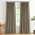 Vision Home Brown Pinch Pleated Full Blackout Curtains Linen Blended Room Darkening Window Curtains 108 inch for Living Room Bedroom Thermal Insulated Pinch Pleat Drapes with Hooks 40" Wx108 Lx2