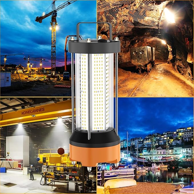 300W Temporary LED Work Light 43000Lm 5000K Daylight White Temporary Construction Lighting IPX8 Waterproof with Temp Lighting High-Brightness Job Site Lighting