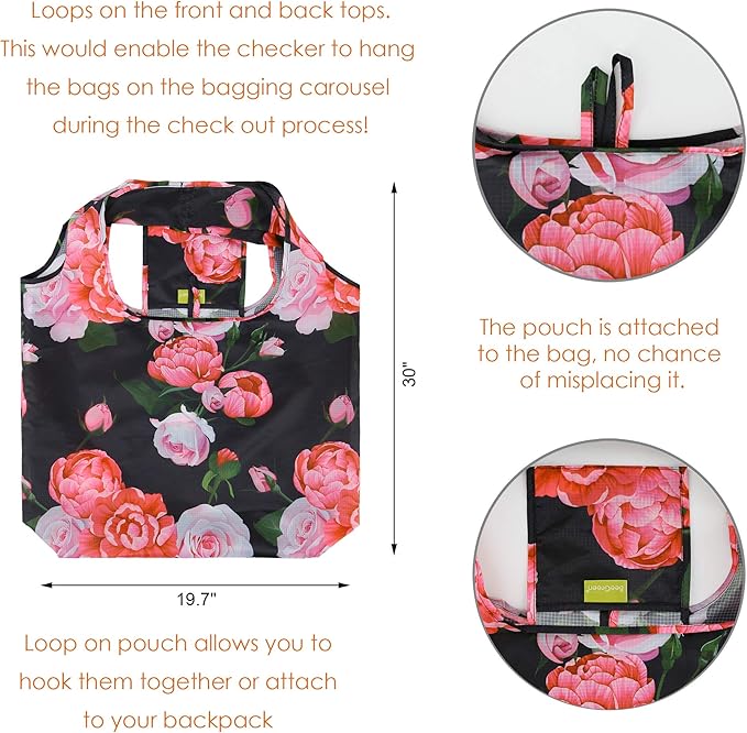 BeeGreen Reusable Grocery Bags Foldable Reusable Gift Bags Reusable Shopping Bags With Handles Christmas Gifts Polyester Grocery Bags Tote Bags Bulk Travel Tote Bags For Women Cloth Bags Colorful