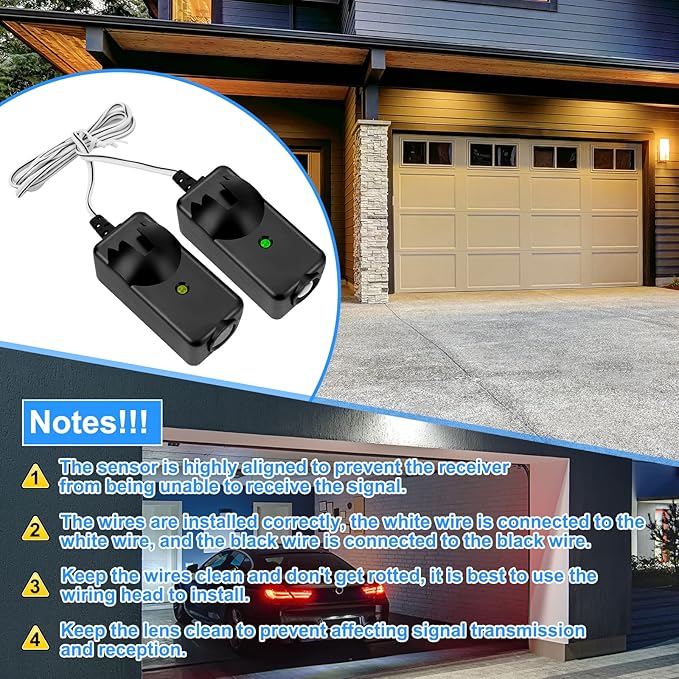 Garage Door Sensor Beam Eyes, Garage Door Safety Sensor Replacement Parts Compatible with Liftmaster/Sears/Craftsman After 1997 (41A5034, 801CB-P) No Bracket