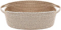 Woven Basket,Small Rope Storage Bin with Handles & Ribbon Bag, Organizer for Shelves Closets,Gift Basket Empty for Birthday,Books,Dog Toys,Oatmeal