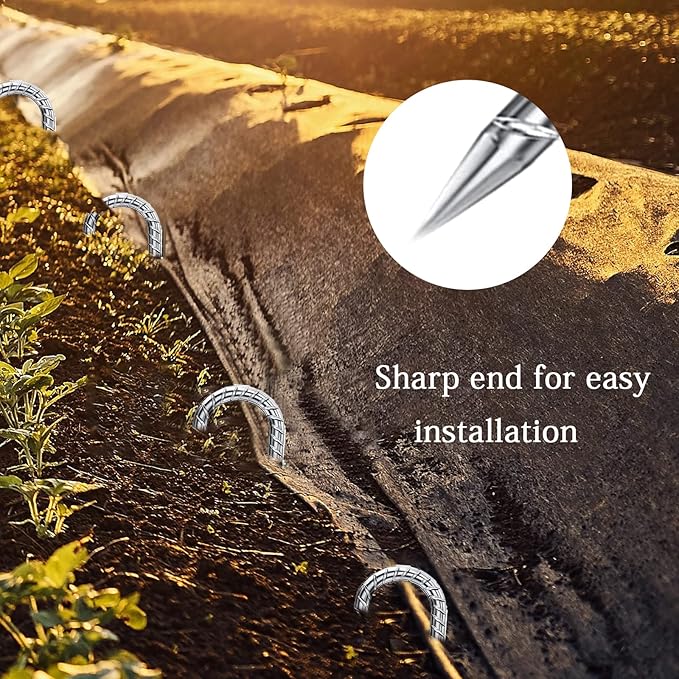 Rebar Stakes 12 Inch, Tent Stakes Heavy Duty Galvanized J Shaped 50 Pack Landscape Fabric Staples for Garden Weed Barrier Fabric Dog Fence Inflatable Camping Tents Artificial Turf
