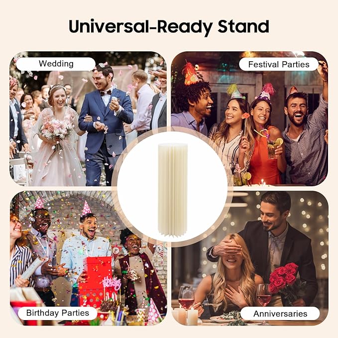 2Pcs Cylinder Flowers Stands, 39.37in Foldable Cardboard Centerpiece Display Pillars and Columns Display Pedestal Cake Stand, for Wedding Party Garden Decoration