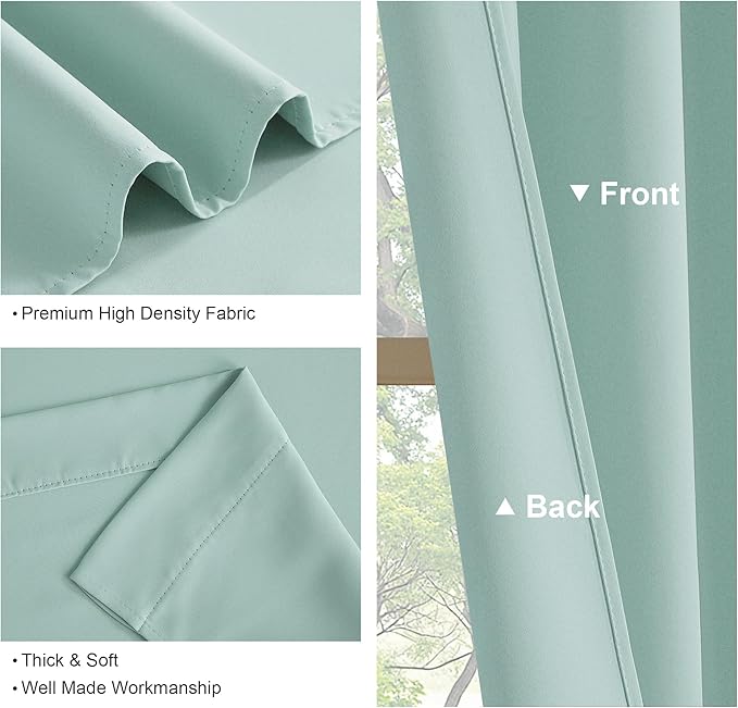 Pony DACNE Aqua Blue Blackout Curtains for Bedroom 72 inch Long, Lights Blocking Rod Pocket Design Thermal Insulated Privacy Curtains Draperies for Guest Room Playroom, W 42 x L 72 inch, 2 Panels